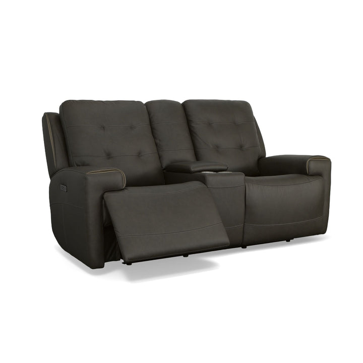 Iris Power Reclining Loveseat With Console &amp; Power Headrests Charcoal