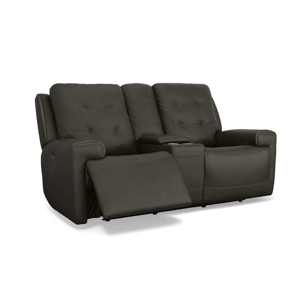 Iris Power Reclining Loveseat With Console & Power Headrests Charcoal