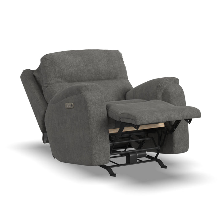 Penn Power Rocking Recliner With Power Headrest &amp; Lumbar Dark Gray