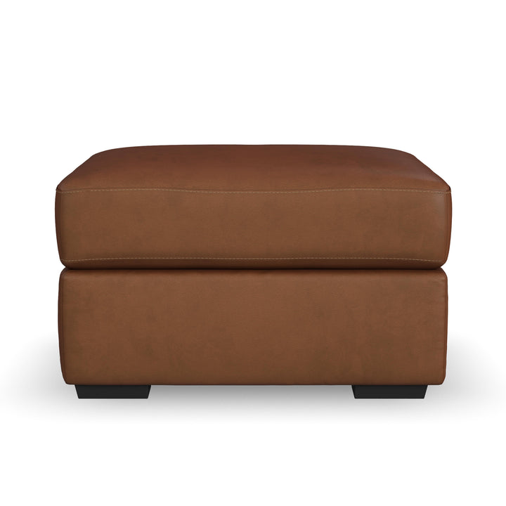Henry Leather Ottoman in Caramel