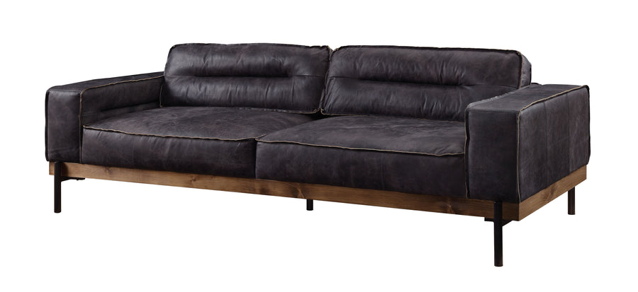 ACME Furniture Silchester Sofa Antique Ebony Top Grain Leather