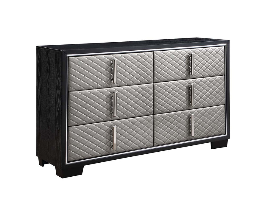 ACME Furniture Nicola Dresser Silver Synthetic Leather & Black