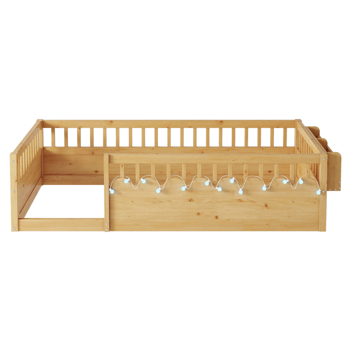 twin-montessori-floor-bed-frame-with-high-rails-and-storage-shelf-natural