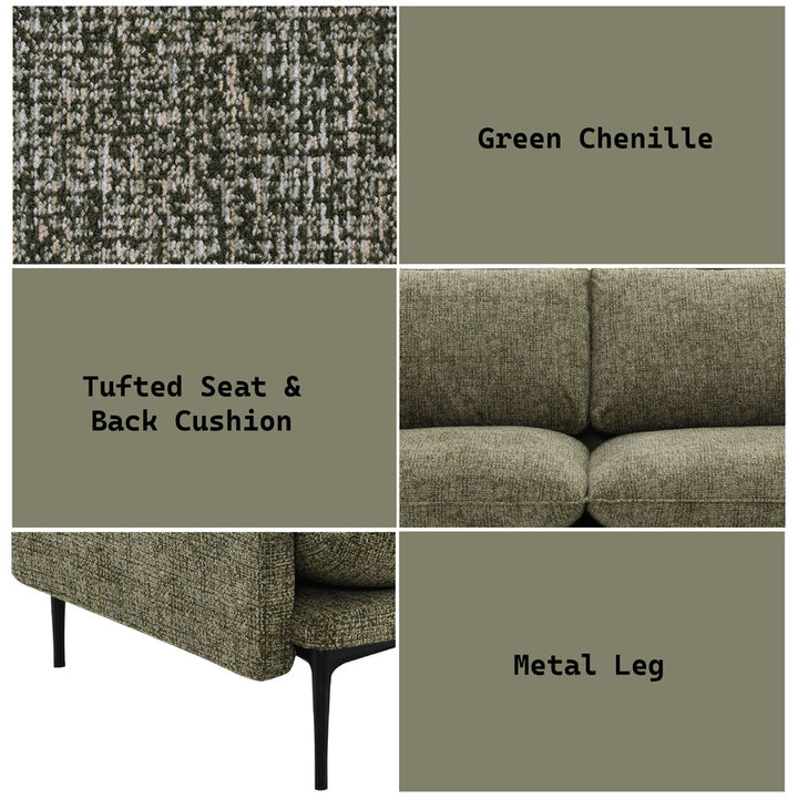 Dalton - Sofa With 2 Pillows - Green
