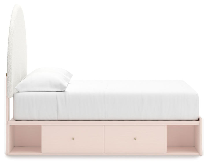 Wistenpine - Full Upholstered Panel Bed With Under Bed Storage - Blush by Ashley Furniture product image