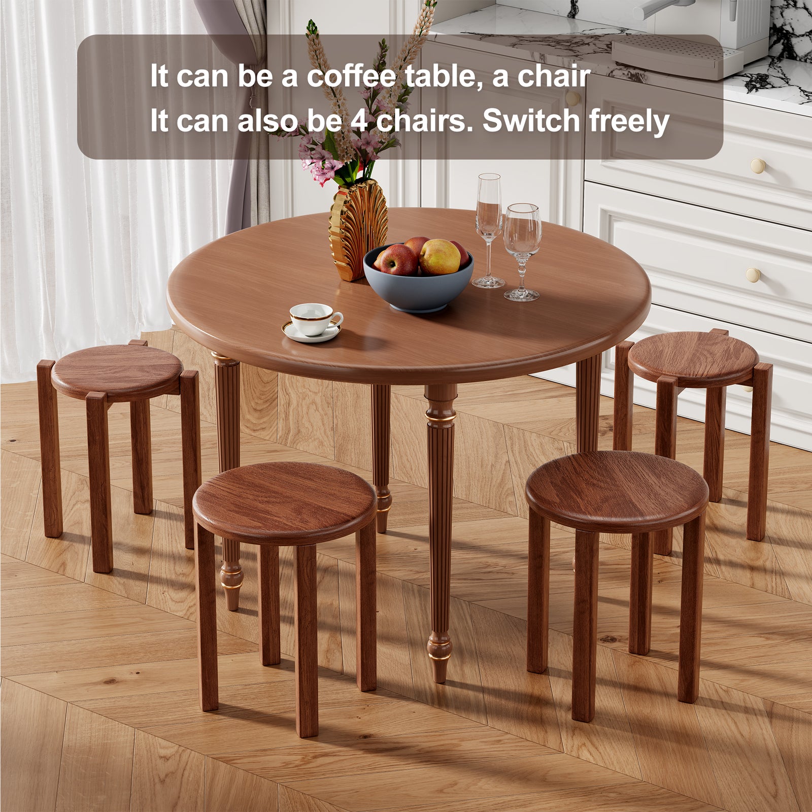 Tinpin Stackable Wooden Stools (Set of 4)