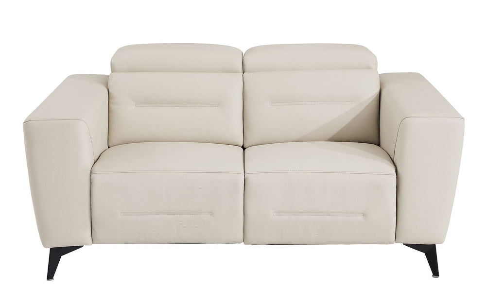 DivanItalia 989 Power Reclining 2-Piece Sofa Set with Power Headrest in Top-Grain Italian Leather - Beige