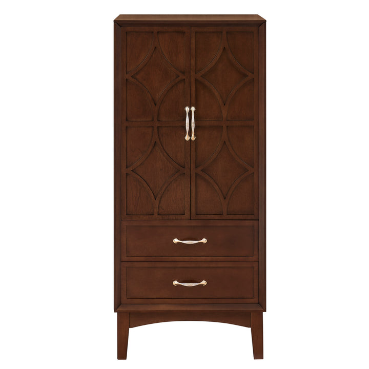 53.5-Inch Mid-Century Modern Kitchen Pantry Storage Cabinet in Walnut