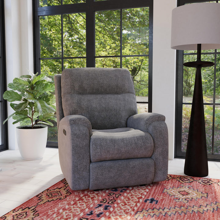 Penn Power Rocking Recliner With Power Headrest &amp; Lumbar Dark Gray