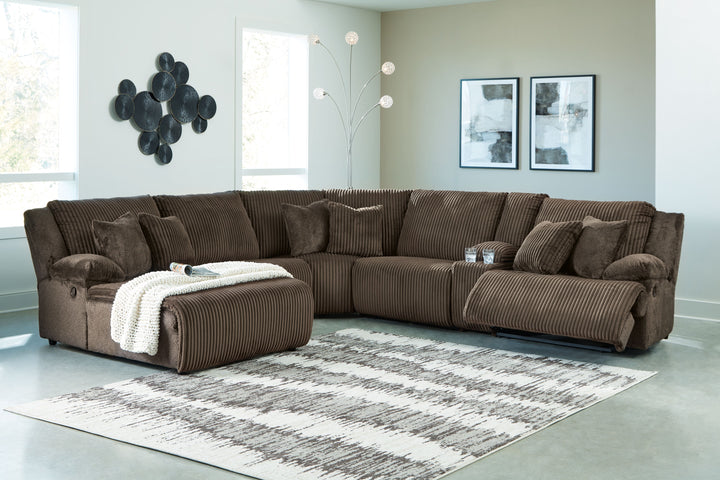 Top Tier - 6-Piece Reclining Sectional With Laf Press Back Chaise - Chocolate by Ashley Furniture product image