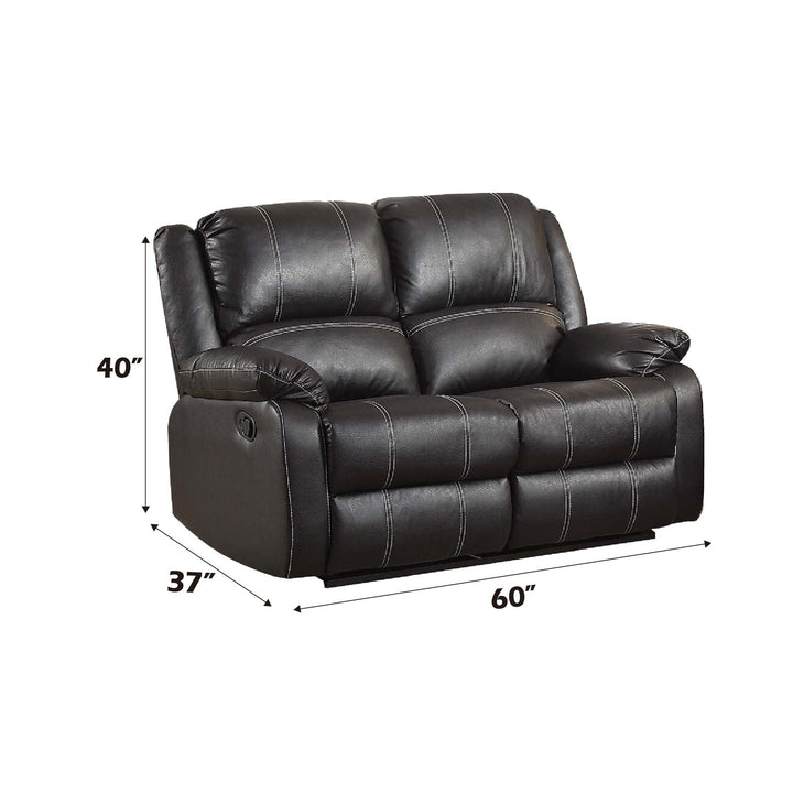 Zuriel - Synthetic Leather 3 Piece Living Room Recliner Set - Black