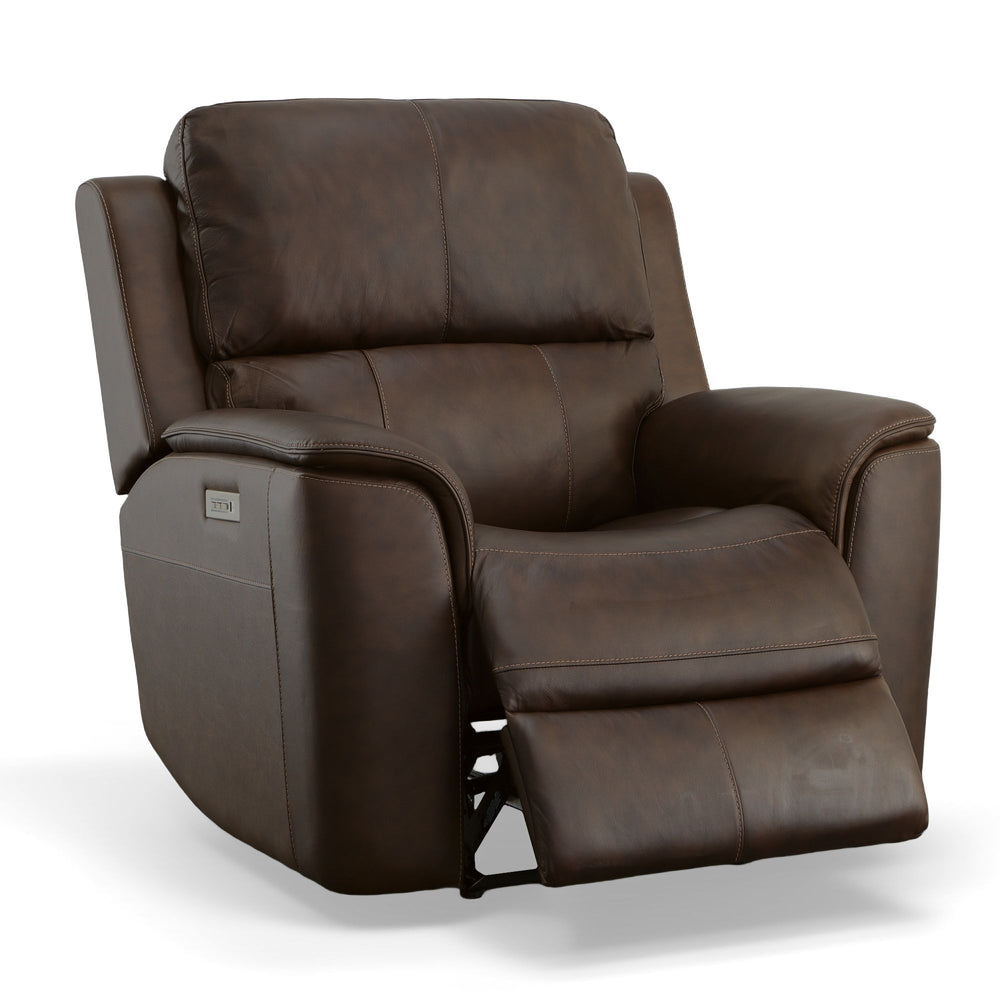 Henry Leather Power Recliner with Power Headrest & Lumbar in Burnt Umber