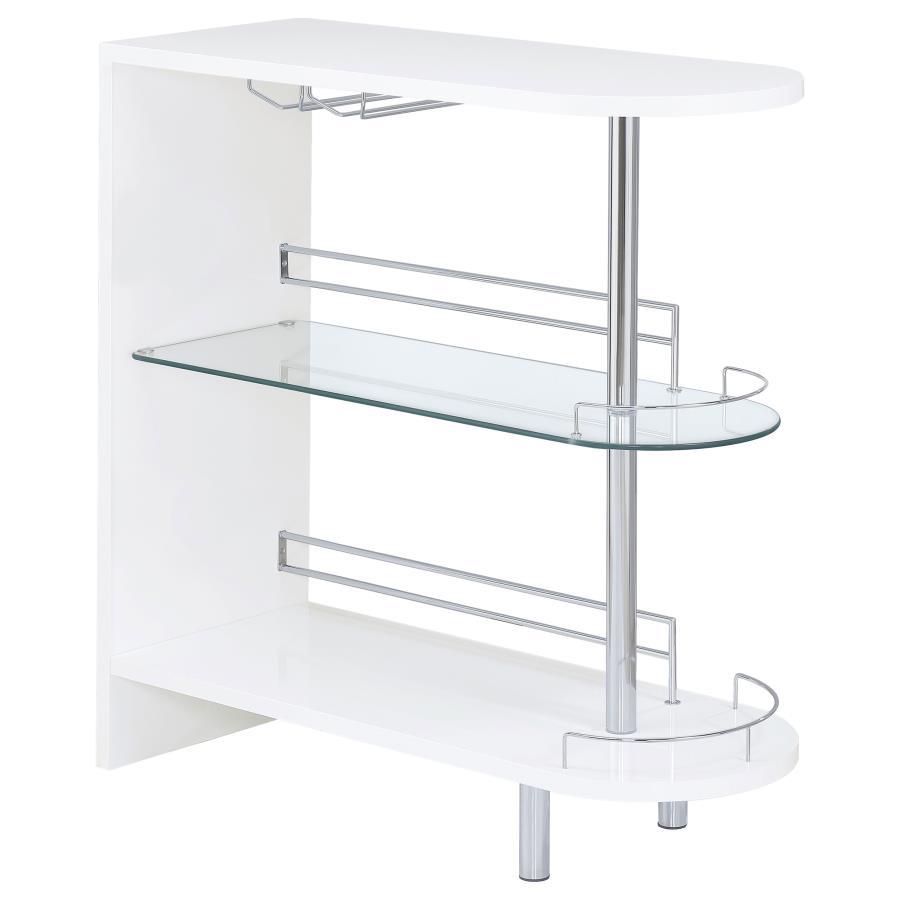 Coaster Furniture Adolfo - Rectangular 2-Tier Home Bar Table - White High Gloss