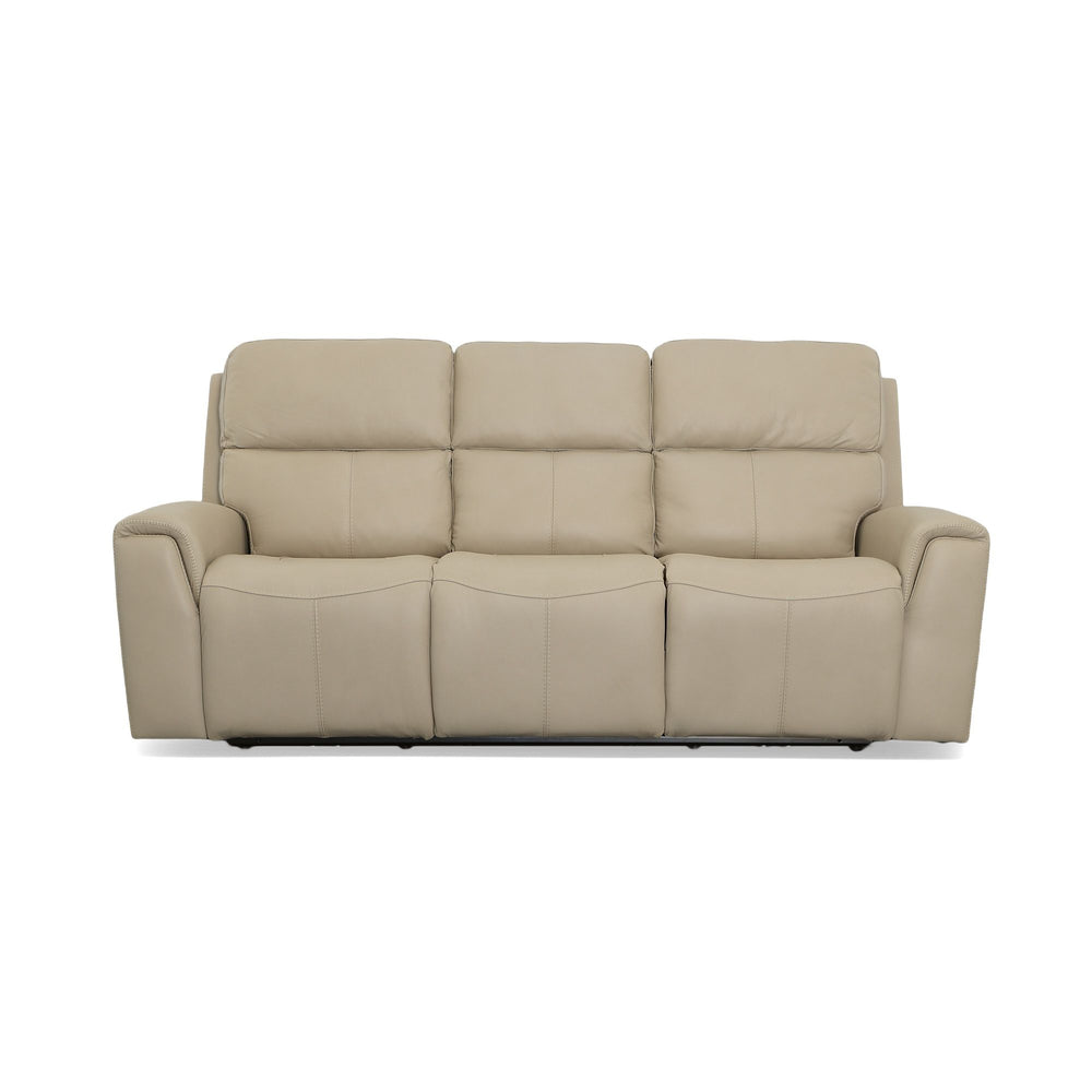 Jarvis Leather Power Reclining Sofa with Power Headrests in Parchment