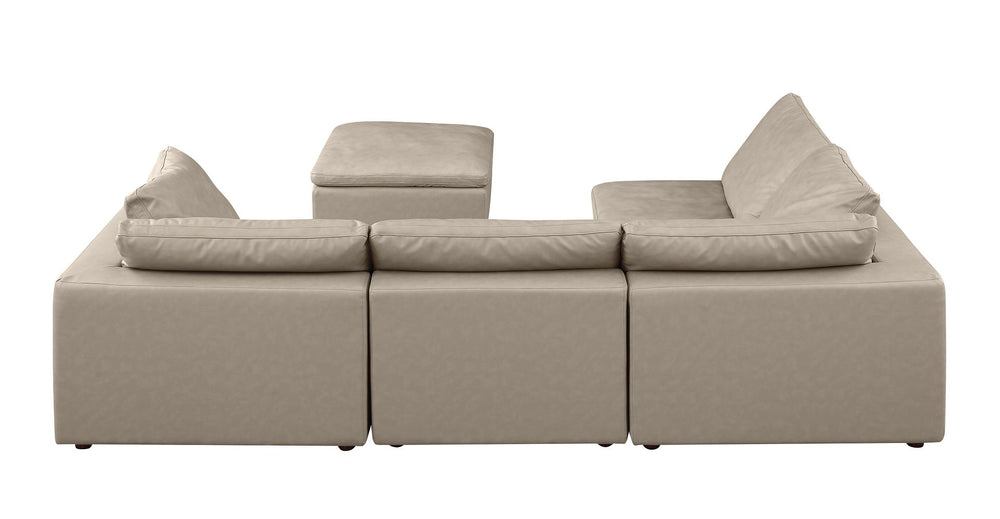 DivanItalia 1100 5-Piece Left Arm Facing 3-Seat Sectional – Top-Grain Italian Leather - Beige