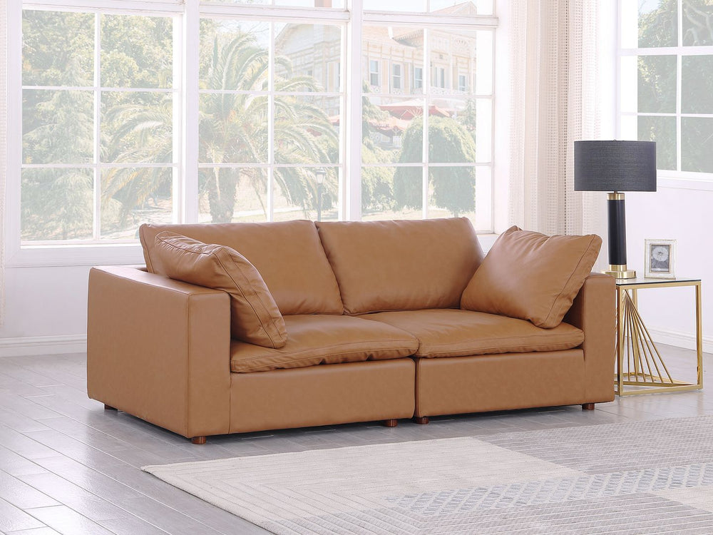 DivanItalia 1100 Modular Loveseat – Top-Grain Italian Leather - Cognac
