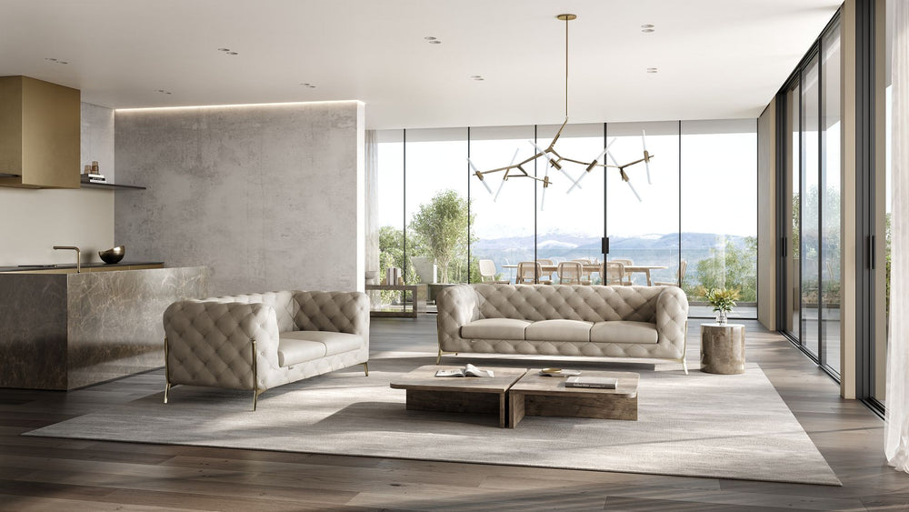 DivanItalia 970 2-Piece Sofa Set in Top-Grain Italian Leather - Cream
