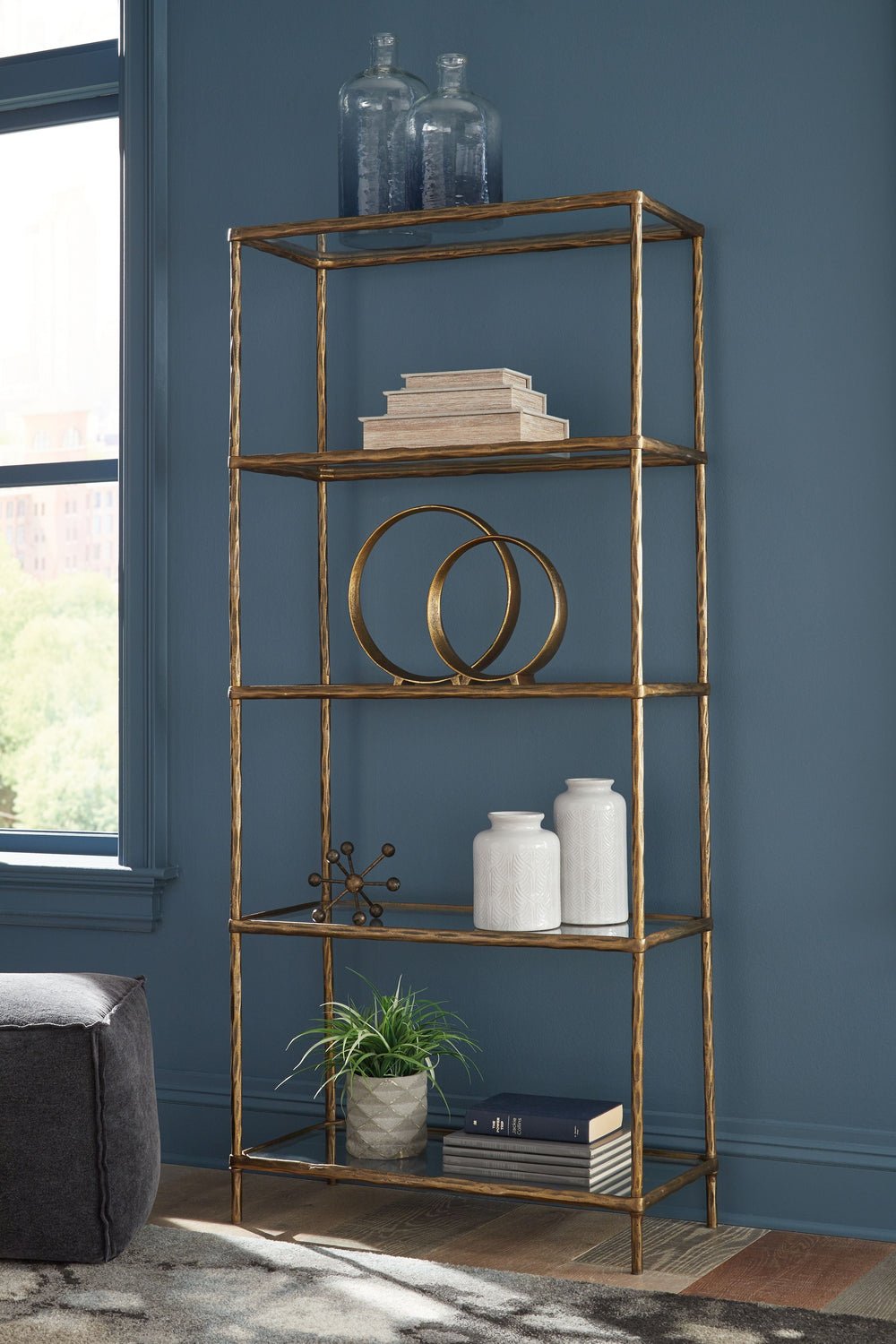 Ryandale - Bookcase - Antique Brass Finish