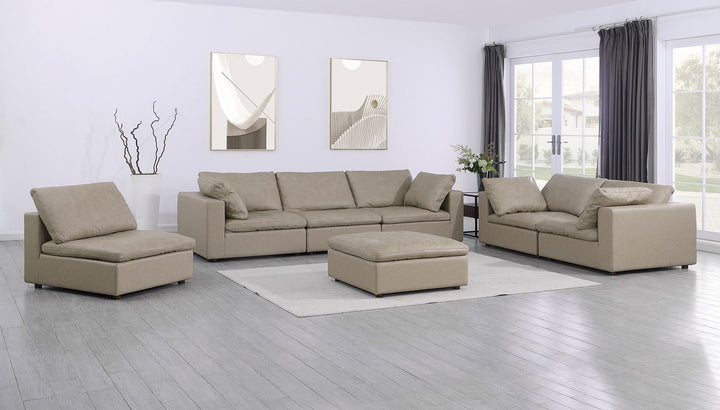 DivanItalia 1100 3-Piece Sofa Set with Ottoman – Top-Grain Italian Leather - Beige