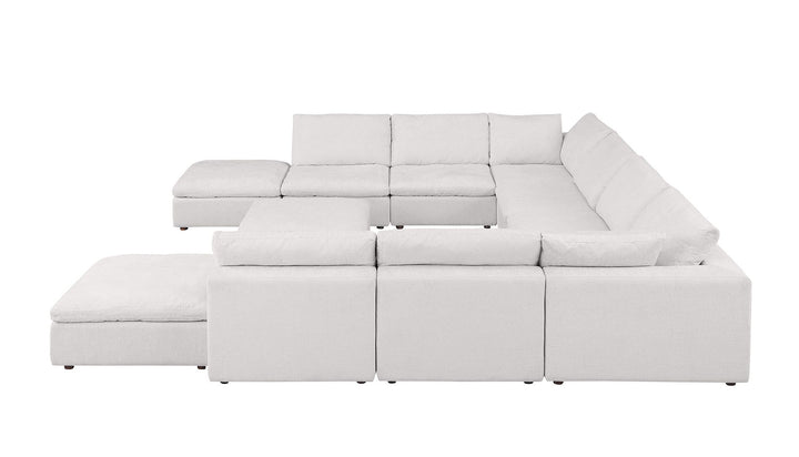 DivanItalia 1100 Top-Grain Italian Leather 11-Piece Sectional with Chaise - Light Gray
