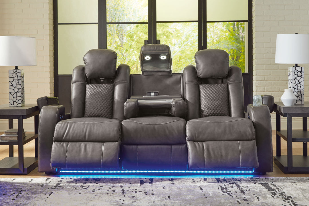 Fyne-Dyme - Power Reclining Sofa With Adj Headrest - Shadow