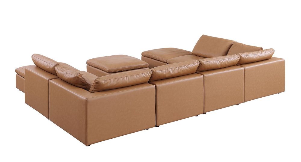 DivanItalia 1100 Top-Grain Italian Leather 9-Piece Sectional with Chaise - Cognac