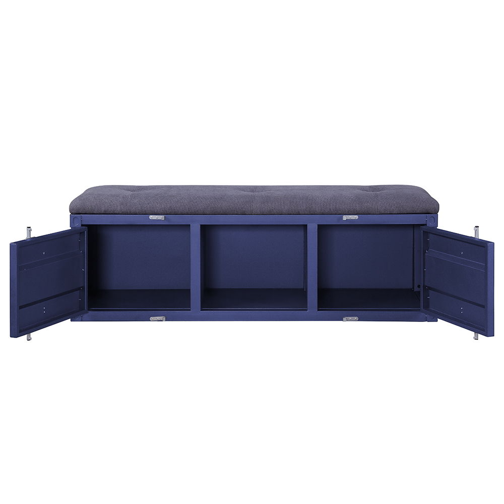 Cargo - Bench With Storage - Gray Fabric & Blue