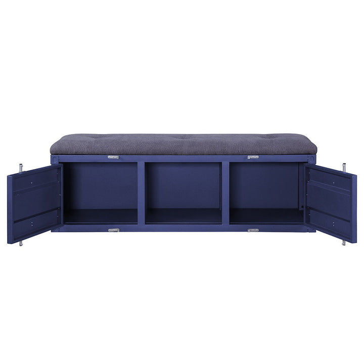 Cargo - Bench With Storage - Gray Fabric & Blue