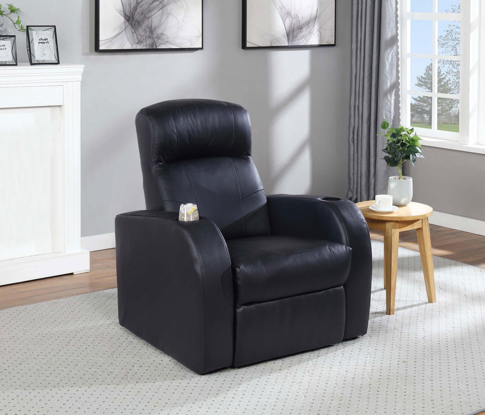 Coaster Furniture 600001 Cyrus Upholstered Track Arm Recliner Black