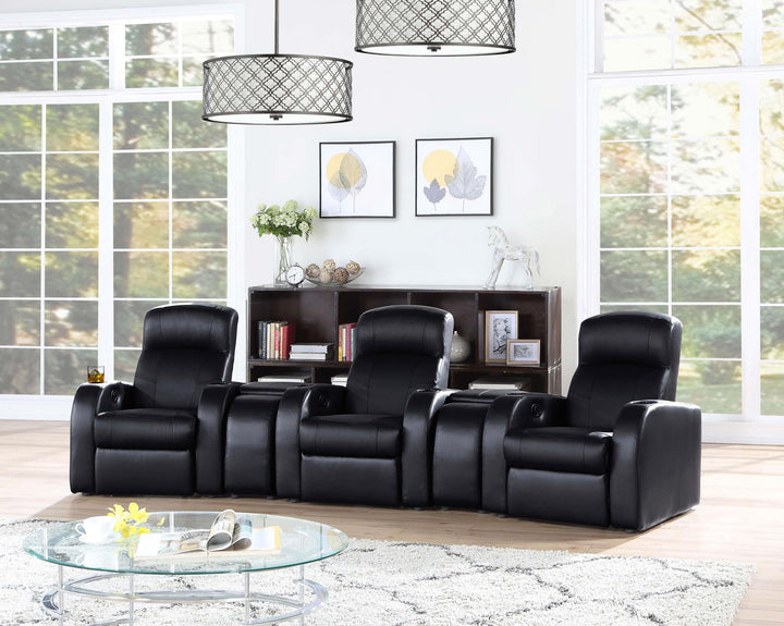 Coaster Furniture 600001 Cyrus Upholstered Track Arm Recliner Black