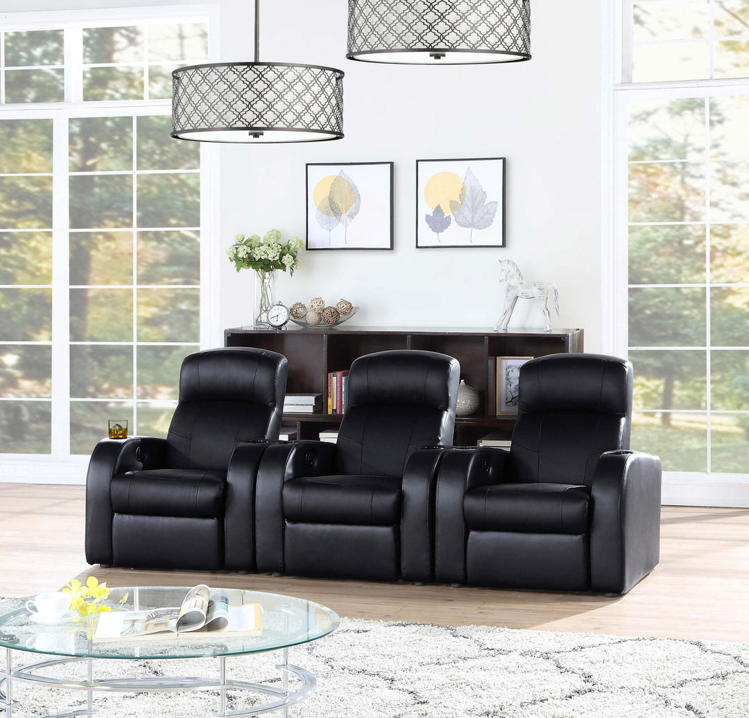 Coaster Furniture 600001 Cyrus Upholstered Track Arm Recliner Black