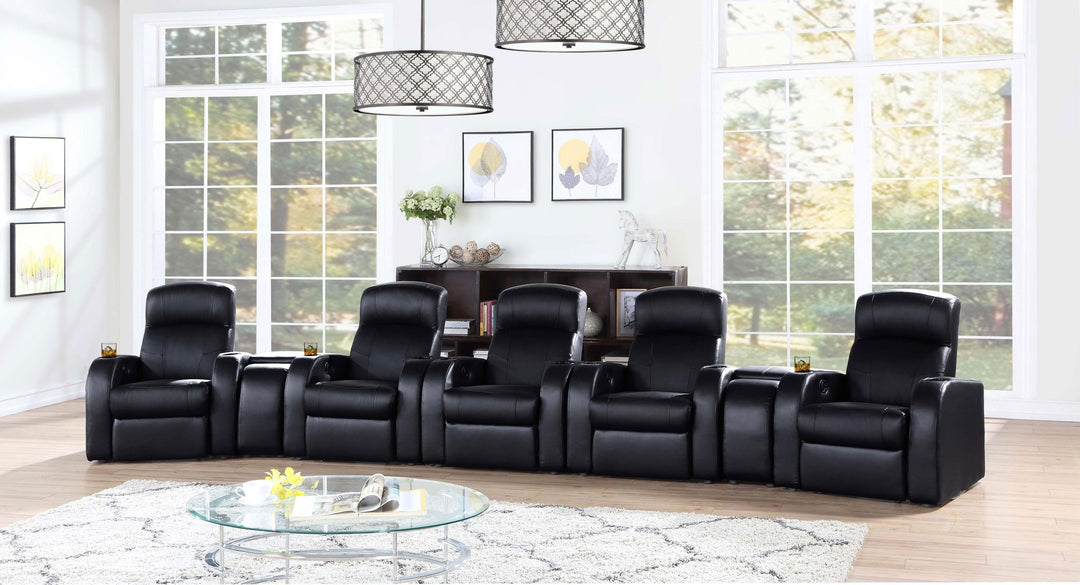 Coaster Furniture 600001 Cyrus Upholstered Track Arm Recliner Black