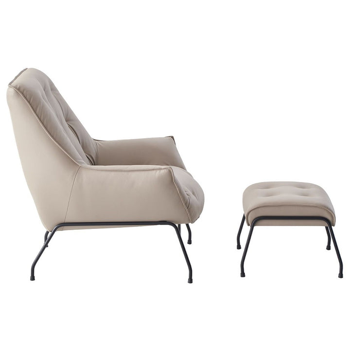 Zusa - Accent Chair & Ottoman - Khaki Top Grain Leather
