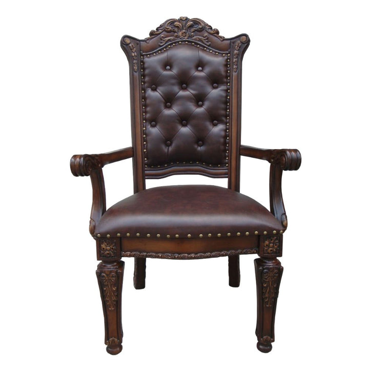 Vendome Arm Chair (Set-2) in Leatherette &amp; Cherry