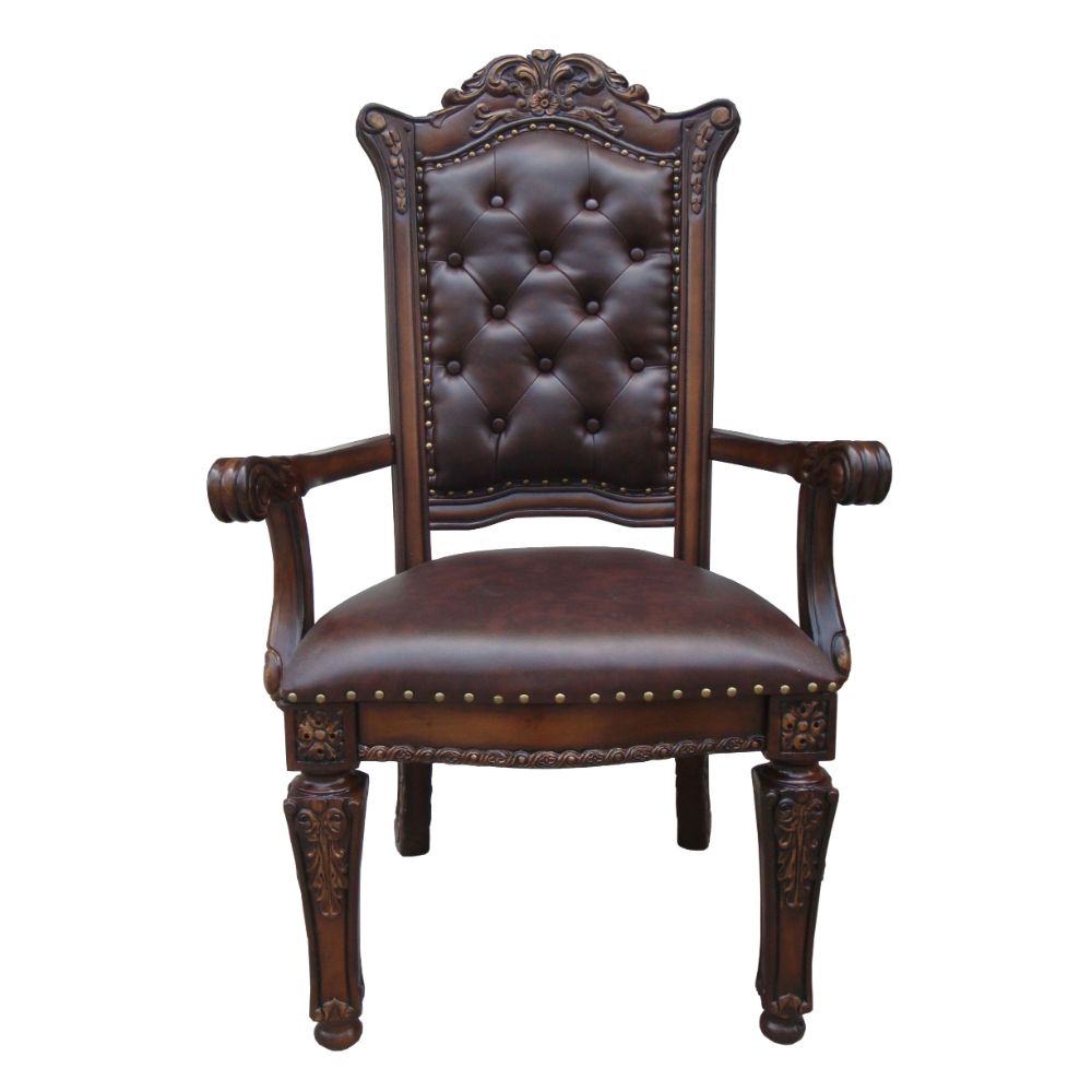 Vendome Arm Chair (Set-2) in Leatherette & Cherry