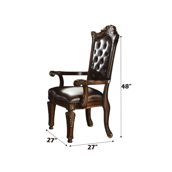 Vendome Arm Chair (Set-2) in Leatherette &amp; Cherry - dimensions