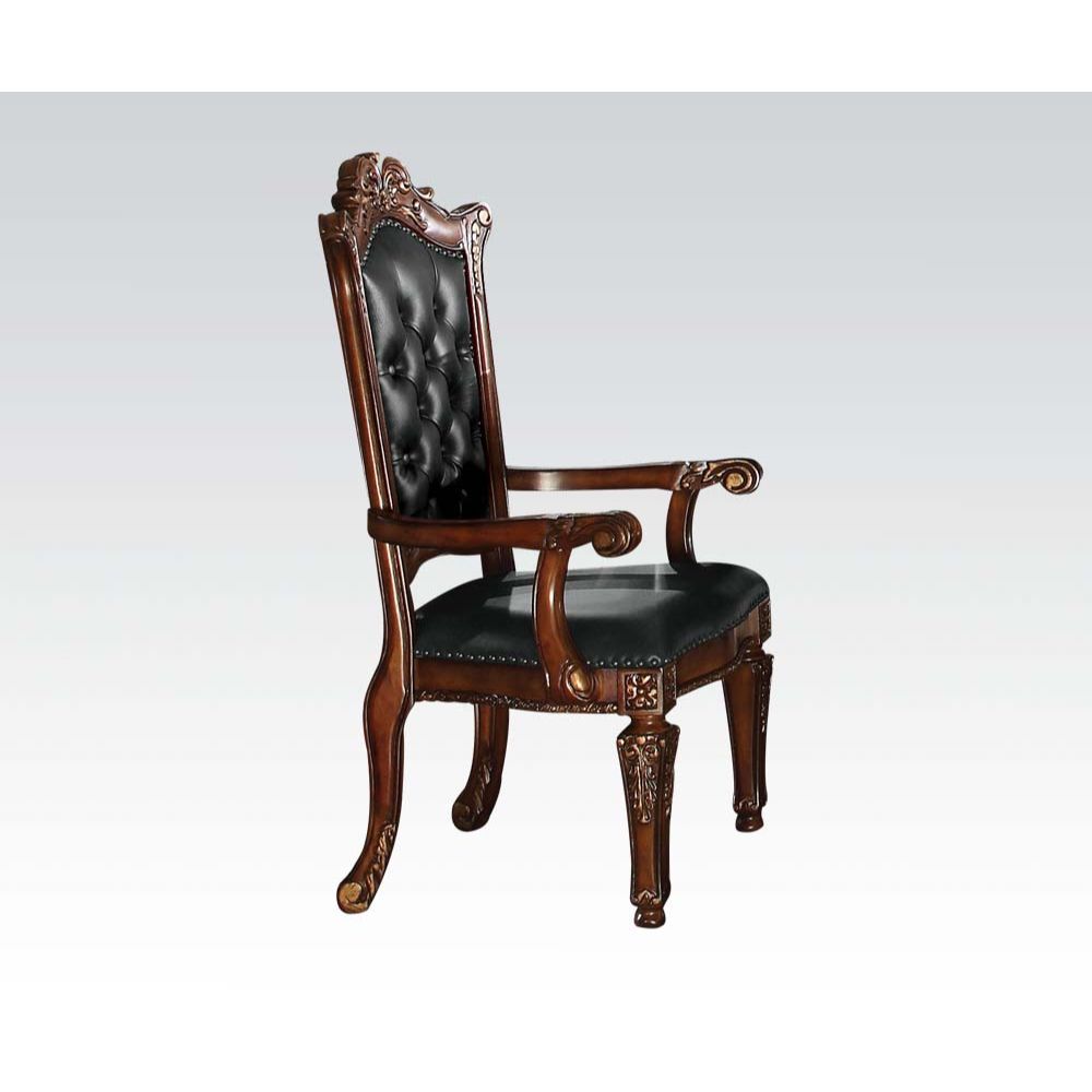 Vendome Arm Chair (Set-2) in Leatherette & Cherry