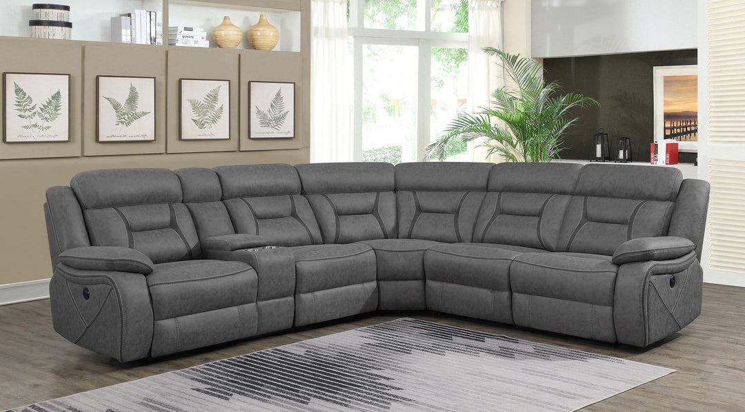 Coaster Furniture 600370 Higgins Upholstered Power Reclining Sectional Sofa Grey