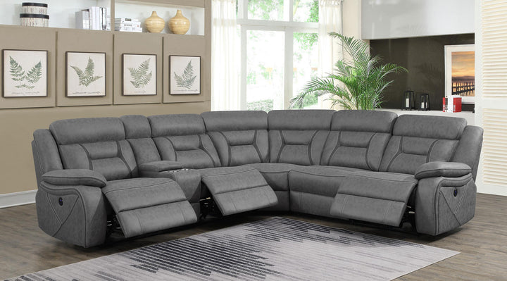 Coaster Furniture 600370 Higgins Upholstered Power Reclining Sectional Sofa Grey