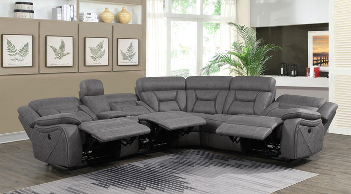 Coaster Furniture 600370 Higgins Upholstered Power Reclining Sectional Sofa Grey