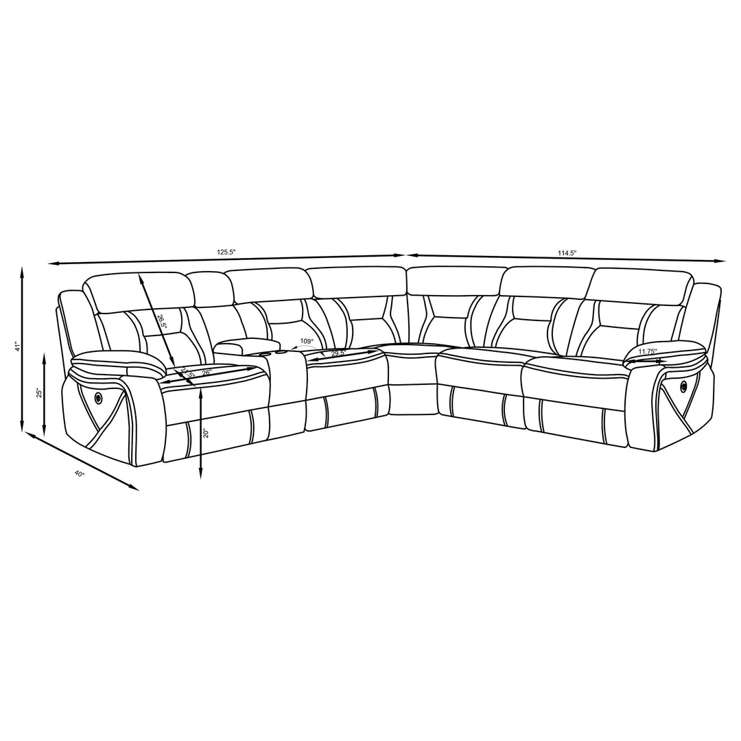 Coaster Furniture 600370 Higgins Upholstered Power Reclining Sectional Sofa Grey