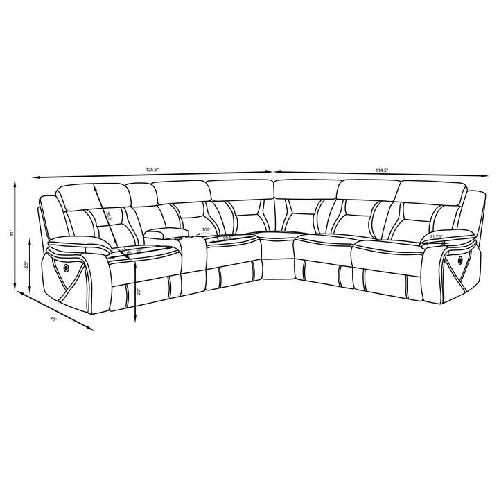 Coaster Furniture 600370 Higgins Upholstered Power Reclining Sectional Sofa Grey