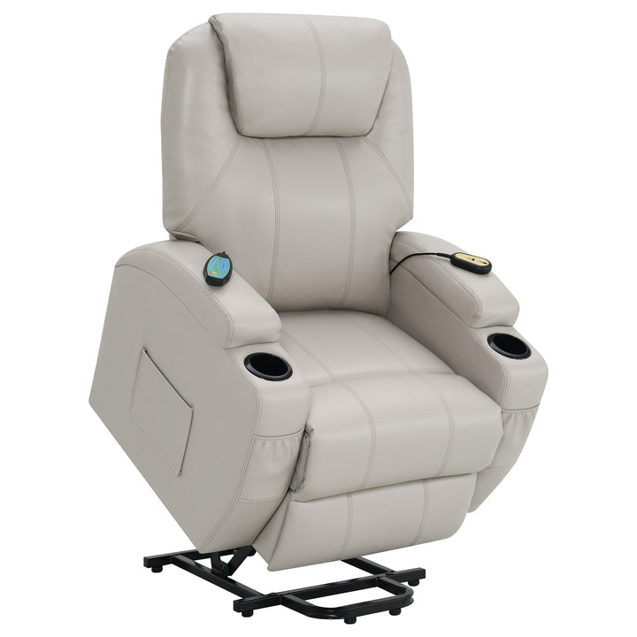 Coaster Furniture 600497P Sanger Upholstered Power Lift Massage Recliner Champagne
