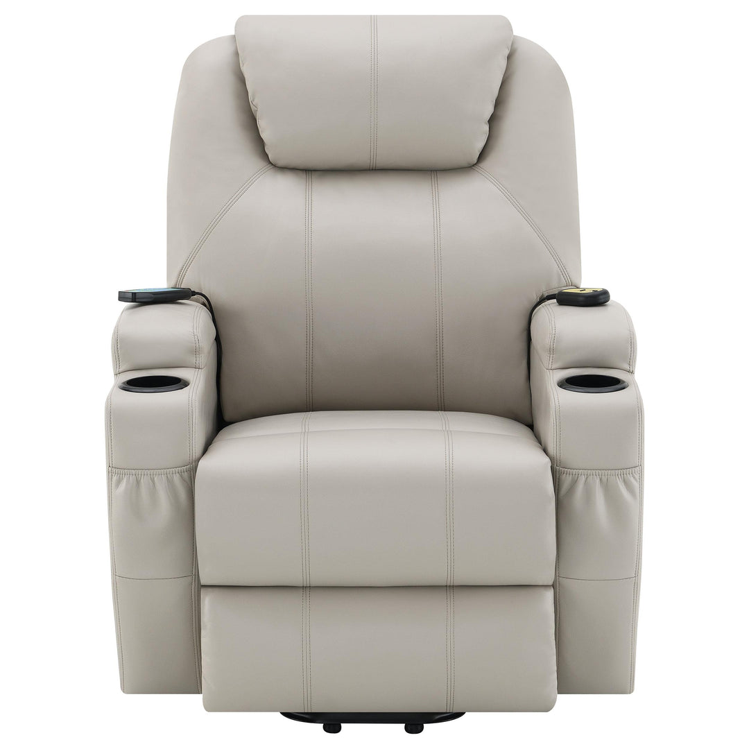 Coaster Furniture 600497P Sanger Upholstered Power Lift Massage Recliner Champagne