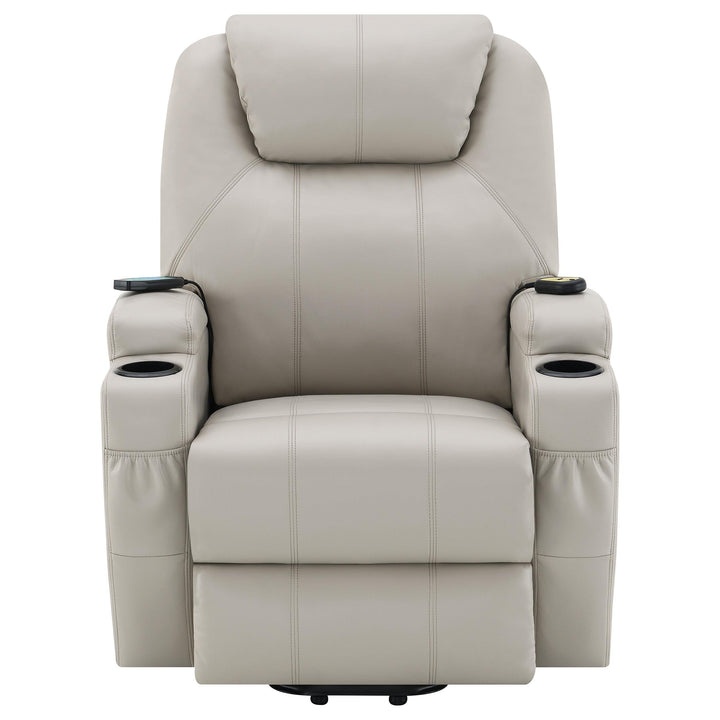 Coaster Furniture 600497P Sanger Upholstered Power Lift Massage Recliner Champagne