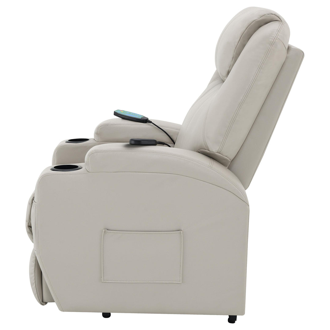 Coaster Furniture 600497P Sanger Upholstered Power Lift Massage Recliner Champagne