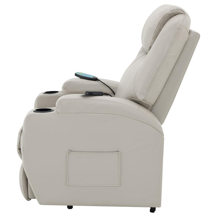 Coaster Furniture 600497P Sanger Upholstered Power Lift Massage Recliner Champagne