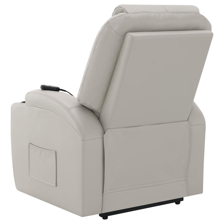 Coaster Furniture 600497P Sanger Upholstered Power Lift Massage Recliner Champagne