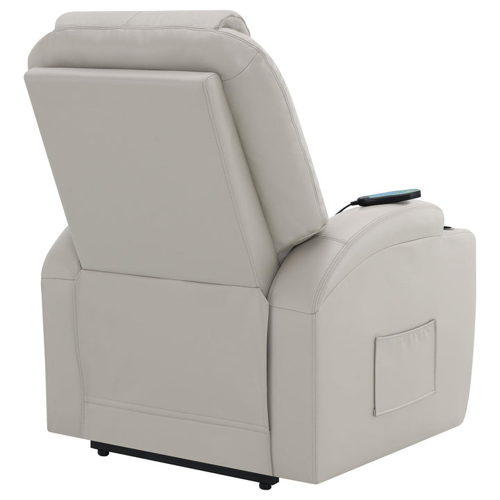 Coaster Furniture 600497P Sanger Upholstered Power Lift Massage Recliner Champagne