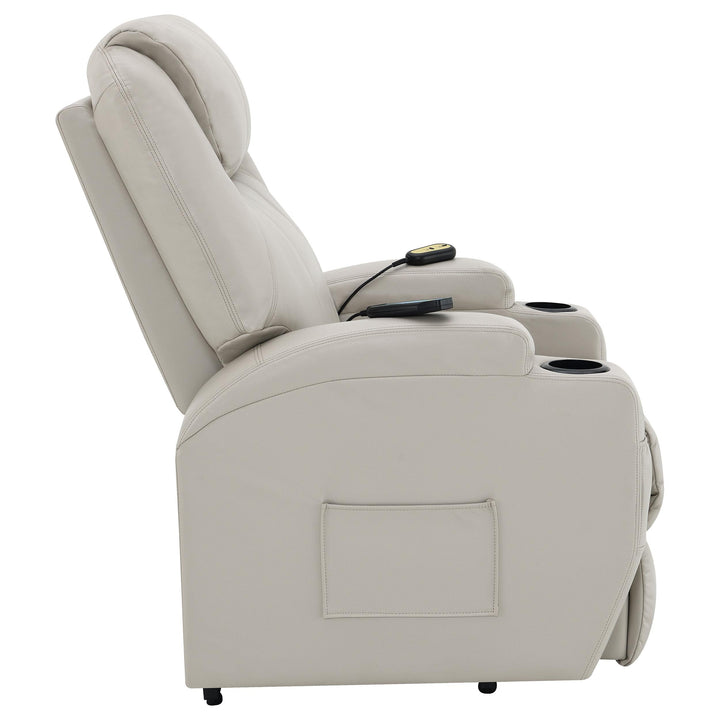 Coaster Furniture 600497P Sanger Upholstered Power Lift Massage Recliner Champagne